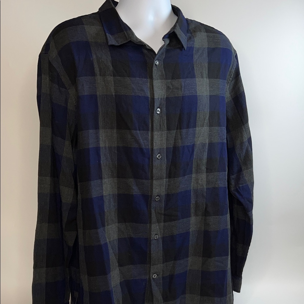 👔NEW VINCE MENS PLAID BUTTON UP LONG SLEEVE SHIRT 100% COTTON SIZE XXL